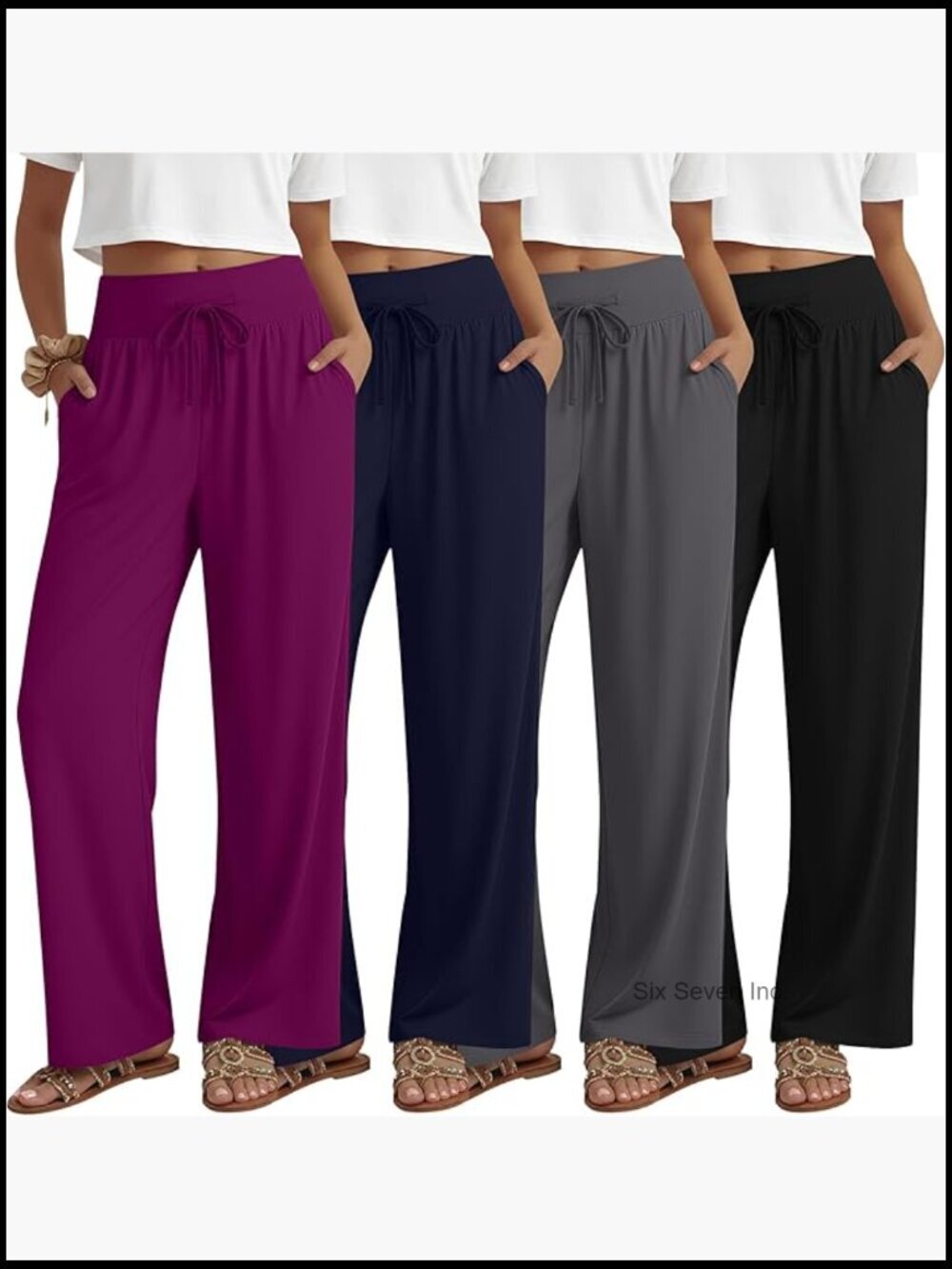 4 Pack Lounge Pants Drawstring Wide Leg Yoga Pants Sweatpants with Pockets